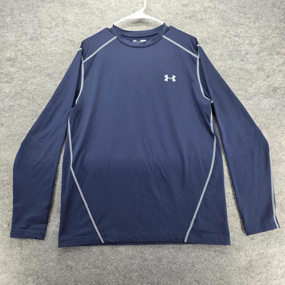 Under Armour Shirt Mens XL Blue Long Sleeve ColdGear Crew Neck Moisture Wicking